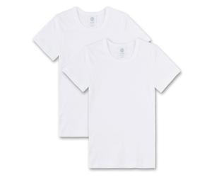 Sanetta Jungen T-Shirt, 2er Pack - Unterhemd, Basic, Organic Cotton Weiß 176