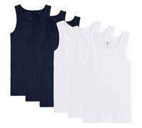 Sanetta Jungen Unterhemd 6er Pack - Shirt ohne Arme, Tank Top, Basic, Organic Cotton Weiß/Blau 164