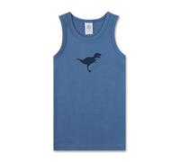 Sanetta Jungen-Unterhemd Blau | Hochwertiges und nachhaltiges Baumwoll-Mix-Unterhemd - 2er Set mit Breiten Trägern und Baustellen-Print