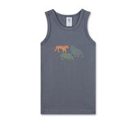 Sanetta Jungen-Unterhemd Blau | Bio-Baumwoll-Mix, breite Träger, Safari-Print