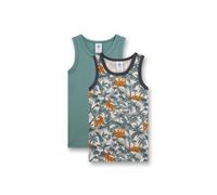 Sanetta Jungen Unterhemd Doppelpack - 128 / grün beige / 95% Baumwolle 5% Elasthan