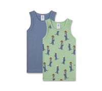Sanetta Jungen-Unterhemd (Doppelpack) grün & blau | Hochwertiges und nachhaltiges Unterhemd für Jungen aus Baumwoll-Mix. Inhalt: 2er Set Unterwäsche für Jungen 140