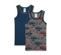 Sanetta Jungen-Unterhemd Grau | Bio-Baumwolle, Auto-Allover | 2er Set