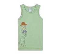 Sanetta Jungen-Unterhemd Grün | Baumwoll-Mix, breite Träger, Erdmännchen-Motiv