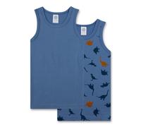 Sanetta Jungen Unterhemden, 2er Pack - Kids, Shirt, ärmellos,Baumwolle, Dino 128 Blau