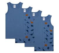 Sanetta Jungen Unterhemden, 4er Pack - Kids, Shirt, ärmellos,Baumwolle, Dino 128 Blau