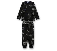 Sanetta Jungen-Schlafanzug Schwarz | Hochwertiger und bequemer aus Baumwolle. Langarm mit Fancy Allover-Print | Pyjamaset