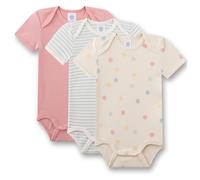Sanetta 3er-Pack Bodys kurzarm Punkte Ringel 80 beige/rosa/hellblau