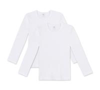 Sanetta Kinder Unterhemd 2er Pack - Longsleeve, Shirt, Cotton, unisex, einfarbig Weiß 152 (10-11 Years)