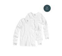 Sanetta Kinder Unterhemd, 2er Pack - Longsleeve, Shirt, Cotton, unisex, einfarbig Weiß 152