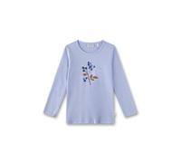 Sanetta Mädchen 11636 Mädchen-Langarmshirt Blau | Hochwertiges Und Gemütliches Shirt Aus Bio-Baumwolle Für Langarm Mit Blumen-Motiv Kinder Bekleidung, Blau, 128 EU