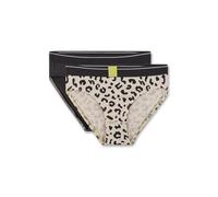 Sanetta Mädchen-Slips (Doppelpack) beige und schwarz | Hochwertige und nachhaltige Unterhose für Mädchen aus Baumwoll-Mix. Inhalt: 2er Set Unterwäsche für Mädchen 164