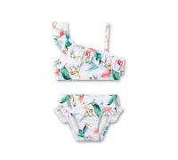Sanetta Mädchen-Bikini Off-White asymmetrisch Dschungel | Bequemer und anschmiegsamer Bikini aus Polyamid-Mix für Mädchen. Bademode für Kinder