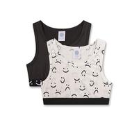Sanetta Mädchen-Bustier (Doppelpack) weiß & schwarz Gesichter | Bequemes und angenehmes Bustier für Mädchen aus Baumwoll-Mix.