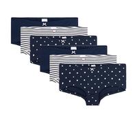 Sanetta Mädchen Cutbrief 6er Pack - Slip, Unterhose, gemustert Blau/Weiß 140