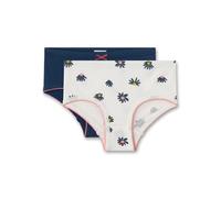 Sanetta Mädchen-Hipslip (Doppelpack) Dunkelblau & Beige mit Blumen | Hochwertige und nachhaltige Unterhose für Mädchen aus Bio-Baumwolle. Inhalt: 2er Set Unterwäsche für Mädchen 092