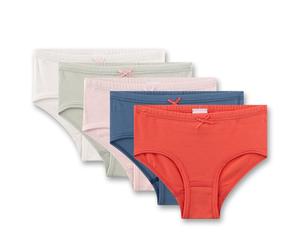 Sanetta Mädchen Hipslips, 5er Pack - Kids, Slips, Single Jersey, Baumwollmischung Rot/Blau/Rosa / 104 104 Mehrfarbig