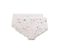 Sanetta Mädchen-Hipster (Doppelpack) beige Blumen | Hochwertige und nachhaltige Unterhose für Mädchen aus Baumwoll-Modal-Mix.