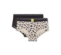 Sanetta Mädchen-Hipster (Doppelpack) Off-White & schwarz Leo-Muster | Hochwertige und nachhaltige Unterhose für Mädchen aus Baumwoll-Mix. Inhalt: 2er Set Unterwäsche für Mädchen