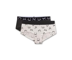 Sanetta Mädchen-Hipster (Doppelpack) schwarz & weiß Gesichter | Hochwertige und nachhaltige Unterhose für Mädchen aus Baumwoll-Mix.