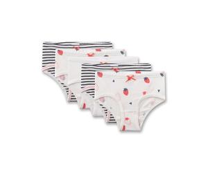 Sanetta Mädchen-Hüftslip (5er-Pack) Off-White Erdbeer & Ringel | Hochwertige und nachhaltige Unterhose für Mädchen aus Baumwolle.