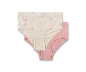 Sanetta Mädchen-Hüftslip (Doppelpack) rosa & beige Dots - 104 / rosa beige dots / 95% Baumwolle 5% Elasthan