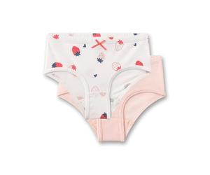 Sanetta Mädchen-Hüftslips (Doppelpack) rosa & beige Erdbeere | Hochwertige und nachhaltige Unterhose für Mädchen aus Baumwolle.