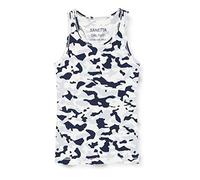 Sanetta Mädchen Light Grey Unterhemd im angesagten blau-weißen Camouflage-Print mit sportlichem Racerback, grau, 128
