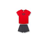 Schlafanzug SANETTA "Pyjama Pyjama Teenager Kiss kurz", Mädchen, Gr. 164, bunt (schwarz, rot), Obermaterial: 100% Baumwolle CO., Homewear-Sets Schlafanzug (43736268-164) schwarz, rot