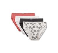 Sanetta Mädchen-Rioslip (4er-Pack) rosa, dunkelgrau & beige Sterne | Hochwertige und nachhaltige Unterhose für Mädchen aus Baumwolle.