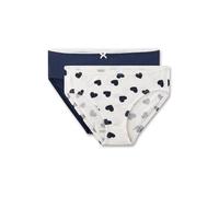 Sanetta Mädchen-Rioslips (Doppelpack) Off-White & dunkelblau Herz | Hochwertige und nachhaltige Unterhose für Mädchen aus Baumwoll-Mix. Inhalt: 2er Set Unterwäsche für Mädchen