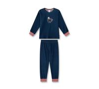 Sanetta Mädchen Schlafanzug, 2-tlg. Set - lang, Pyjama,Terry, Motiv Blau 128