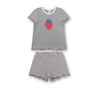 Sanetta Mädchen Schlafanzug Erdbeere Ringel - 140 / blau / 95% Baumwolle 5% Elasthan