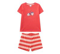 Schlafanzug SANETTA "Pyjama Schlafanzug Erdbeeren Pyjama Kids", Mädchen, Gr. 104, bunt (orange, beige), Obermaterial: 70% Baumwolle CO. 30% Polyester PES., Homewear-Sets Schlafanzug (36668653-104) ora