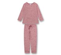 Sanetta Mädchen Schlafanzug, lang - Kids, Maus-Allover, Velour Rosa 128