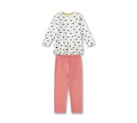 Sanetta Mädchen Schlafanzug, 2-tlg. Set - lang, Pyjama, Bio-Baumwolle, Motiv Rosa/Weiß 128