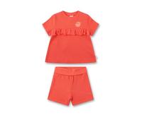 Sanetta Mädchen-Schlafanzug Orange| Nachhaltiger und bequemer Schlafanzug aus Viskose-Baumwoll-Mix für Mädchen. Kurzarm Schlafanzug mit Rüsche |Baby Schlafanzug