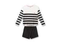 Sanetta Mädchen-Schlafanzug Shorts Beige | Hochwertiger und bequemer Schlafanzug aus Baumwolle für Mädchen. Langarm Schlafanzug mit Ringelmuster | Pyjamaset für Mädchen