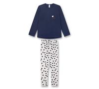 Sanetta Mädchen-Schlafanzug Blau | Hochwertiger und bequemer Schlafanzug aus Baumwolle für Mädchen. Langarm Schlafanzug mit Herzchen-Allover | Pyjamaset für Mädchen