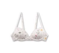 Mädchen Soft-Cup-BH Off-White | Bequemer und angenehmer Soft Cup BH ohne Bügel aus Baumwoll-Modal-Mix Unterwäsche mit verstellbaren Trägern und Gardening-Allover