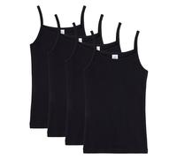 Sanetta Mädchen Unterhemd, 4er Pack - Shirt ohne Arme, Top Schwarz 164