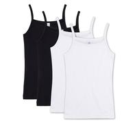 Sanetta Mädchen Unterhemd, 4er Pack - Shirt ohne Arme, Top Weiß/Schwarz / 176 176 Mehrfarbig