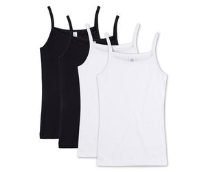 Sanetta Mädchen Unterhemd, 4er Pack - Shirt ohne Arme, Top Weiß/Schwarz / 176 176 Mehrfarbig