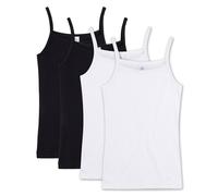 Sanetta Mädchen Unterhemd, 4er Pack - Shirt ohne Arme, Top Weiß/Schwarz 176