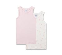 Sanetta Mädchen-Unterhemd (Doppelpack) rosa & Off-White Blumen | Hochwertiges und nachhaltiges Unterhemd für Mädchen aus Baumwolle. Inhalt: 2er Set Unterwäsche für Mädchen