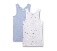 Sanetta Mädchen-Unterhemd (Doppelpack) weiß & blau Gemustert | Hochwertiges und nachhaltiges Unterhemd für Mädchen aus Baumwoll-Mix.