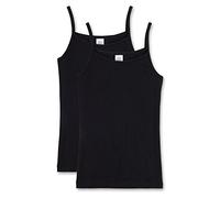 Sanetta Mädchen Unterhemd im Doppelpack mit schmalen Trägern, schwarz 10015, 176, Farbe:Schwarz (Super Black 10015), Größe:176