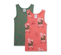 Sanetta Mädchen-Unterhemd Rosa - Nachhaltiges Baumwoll-Unterhemd mit Breiten Trägern und Elefanten-Allover | 2er-Set