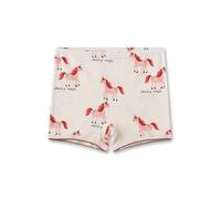 Sanetta Mädchen-Unterhose Beige | Hochwertige und nachhaltige Unterhose aus Bio-Baumwolle. Shorts mit angeschnittenem Bein auf Einhorn-Allover | Unterwäsche
