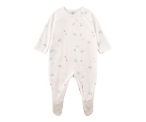 Sanetta Nicki-Schlafoverall mit Fuß Vögel 98 natur/bunt